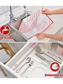 1pc Silicone Baking Mat, Dough Mat, Baking Supplies, Yeast Bread Baking Supplies, Kitchen Bread Baking Tools - Red - View 3
