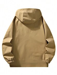 Chaqueta regular con capucha para hombre, versátil y moderna rompevientos para exteriores - Caqui - Ver 2