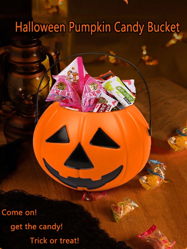 1 Set Halloween Handheld Imp Pumpkin Bucket Candy Gift Pumpkin Jar Dress Up Arrangement Ornament Ambience Party Decoration Props Home Decor Room Decor Halloween Decor