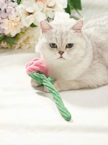 1pc Levensechte Fuchsia Roze Roos Pluche Pop, Niet-vocaal, Geschikt voor Middelgrote/Kleine Hondenliefhebbers en Hondenmoeders, Kattenliefhebbers en Kattenmoeders, Vermakelijk Speelgoed, Katten-/Hondenliefhebbers Cadeau en Honden-/Kattenmoeders Liefde Huisdierpop voor Dagelijks Spelen, Bruiloftsfotografie, Valentijnsdag