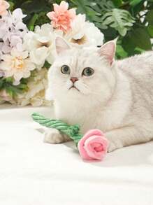1pc Levensechte Fuchsia Roze Roos Pluche Pop, Niet-vocaal, Geschikt voor Middelgrote/Kleine Hondenliefhebbers en Hondenmoeders, Kattenliefhebbers en Kattenmoeders, Vermakelijk Speelgoed, Katten-/Hondenliefhebbers Cadeau en Honden-/Kattenmoeders Liefde Huisdierpop voor Dagelijks Spelen, Bruiloftsfotografie, Valentijnsdag