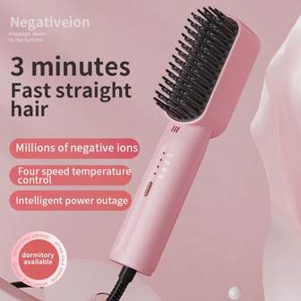 1pc Miniature Plug-In Straightening Comb For Straightening, Fluffing, And Curling Hair, Portable Comb For Dormitory Use