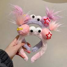 1入組女士創意有趣醜娃高冠頭帶，適用於洗臉或洗頭，適用於派對和拍照 - 彩色 - 查看 4