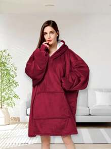 MAXI SUDADERA COBIJA, PELUCHE INTERIOR MUY AMPLIA - Burdeos - Ver 1