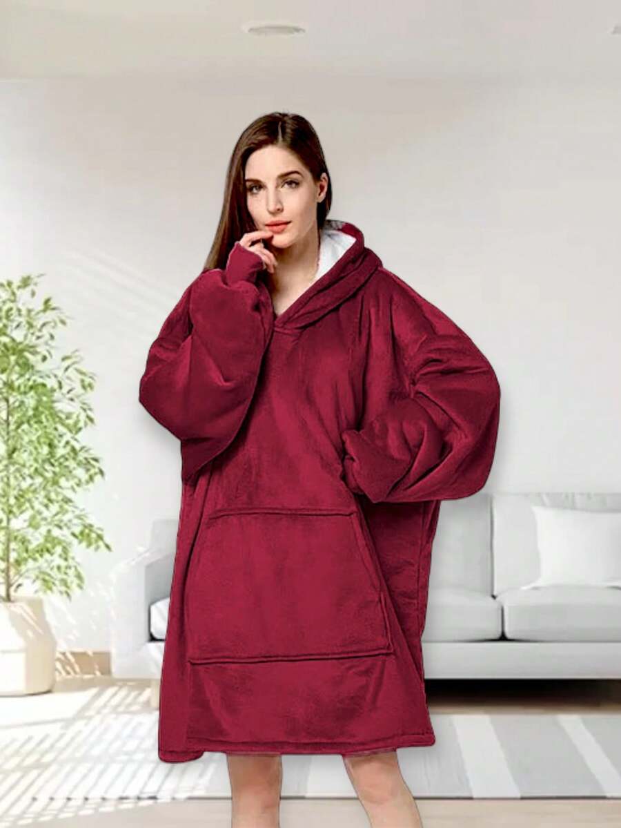 MAXI SUDADERA COBIJA, PELUCHE INTERIOR MUY AMPLIA - Burdeos - Ver 1