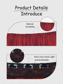 夾式合成纖維鬆波紋卷曲發片，紅色自然色系20英寸女士頭髮延長片 - 紅色 - 查看 4