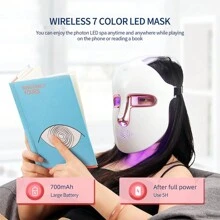Foreverlily 7 Colors LED Blue Red Light Therapy Face Mask With 270 LED Beads, 7 Colors. Perfect Gift For Family, Loved Ones, Mother's Day, Or Valentine's Day - trắng - Xem 6