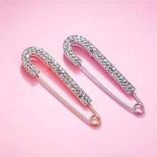 2pcs Elegant Golden And Silvery Rhinestone Sweater Cardigan Pin Brooch - Luxurious Simple Design For High-End Fashion - Oversized For Statement Look, Securely Fixed, Perfect For Exuding Confident Elegant
