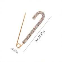 2pcs Elegant Golden And Silvery Rhinestone Sweater Cardigan Pin Brooch - Luxurious Simple Design For High-End Fashion - Oversized For Statement Look, Securely Fixed, Perfect For Exuding Confident Elegant