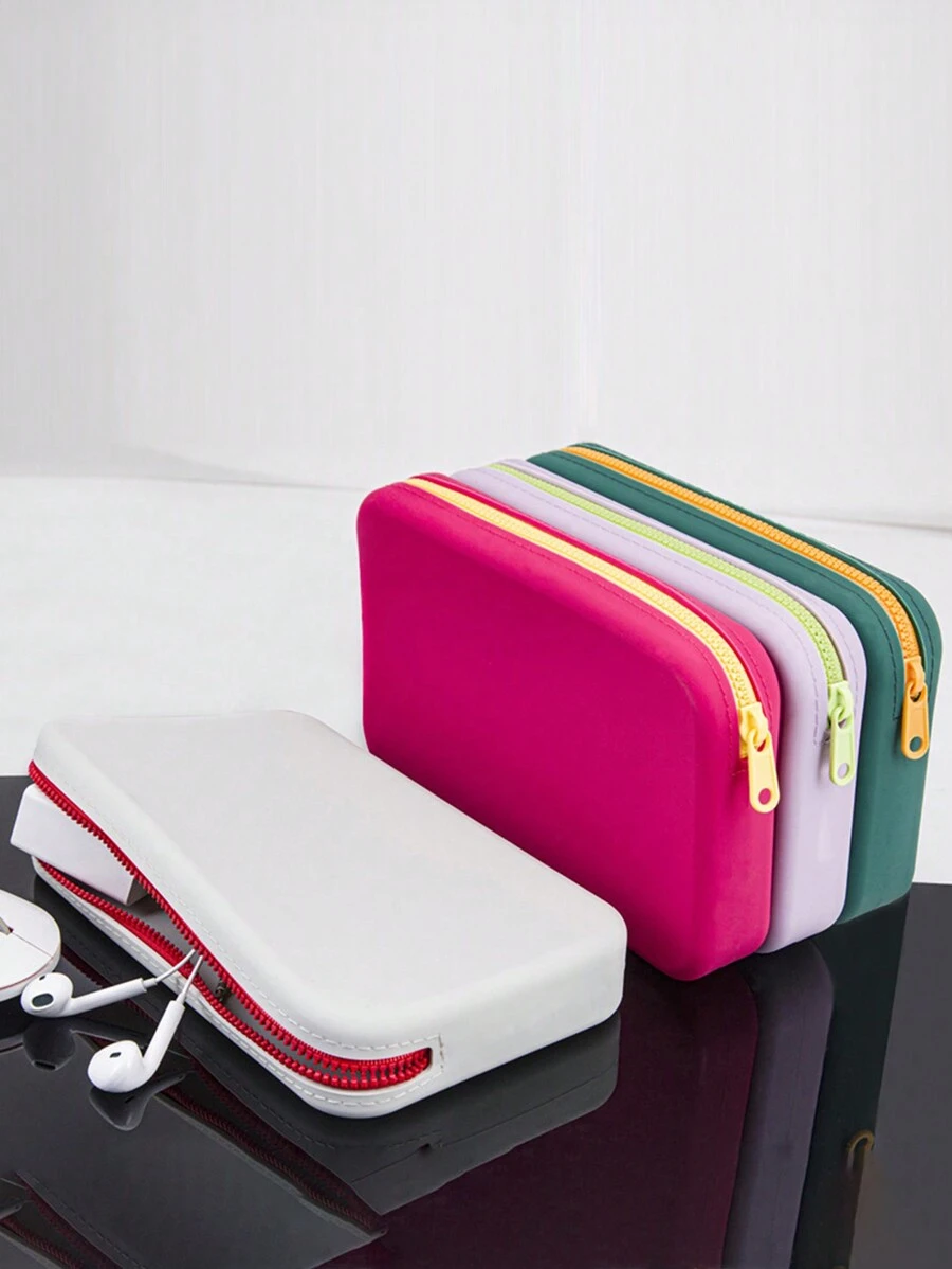 1 pezzo Borsa quadrata piccola in silicone per conservare monete, rossetto, carta bancaria, auricolari, borsa con cerniera per chiavi portatili, portafoglio da donna, portamonete