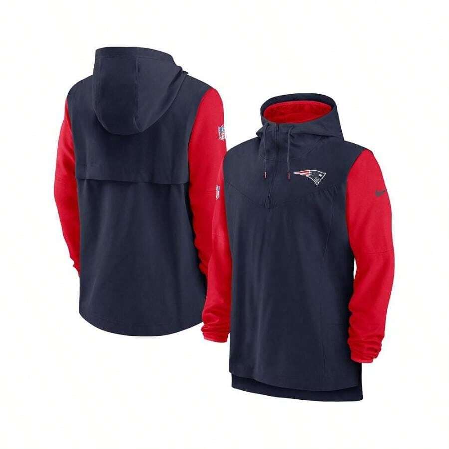 Nike Boyfriend Style Men's Navy, Red Sideline Player Quarter-Zip Hoodie - Navy/ Red - View 1
