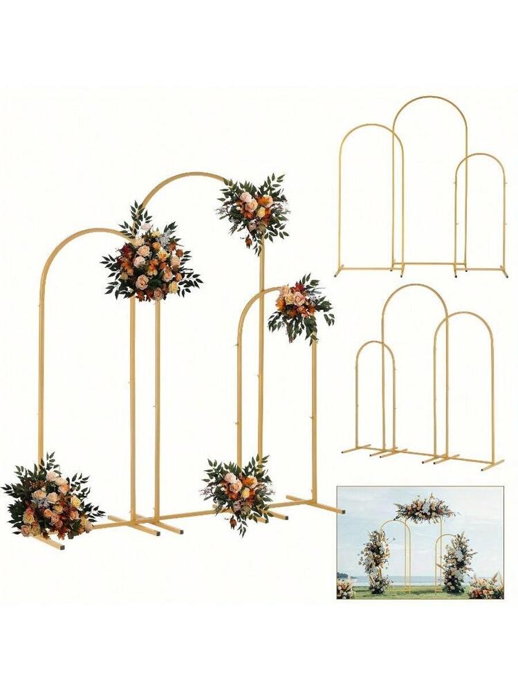 Arco De Bodas Dorado De 6.6 X 4 Pies (Metal Rectangular) – Soporte Para Globos, Flores O Telas En Ceremonias Y Fiestas