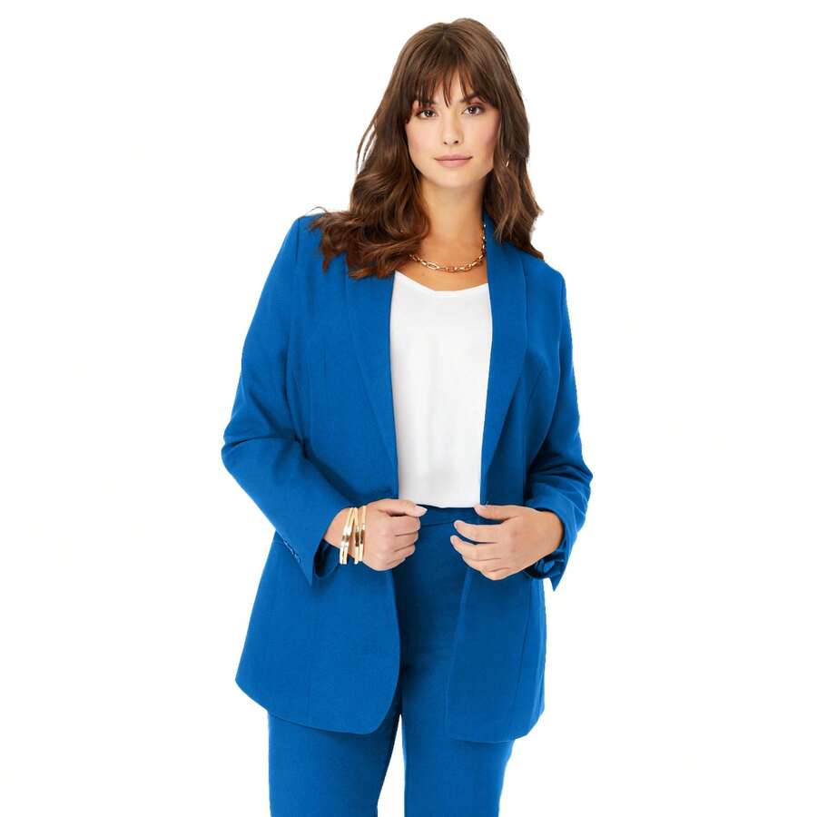 Roaman's Women's Plus Size Bendover Blazer - VIVID BLUE - View 1