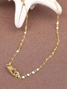 1 件意大利 2 毫米扁平镀金朋克项链链男式女式 DIY 链式链优雅爱心项链时尚珠宝 16 英寸 - 30 英寸日常派对佩戴或情人节礼物 - 金色 - 查看 6