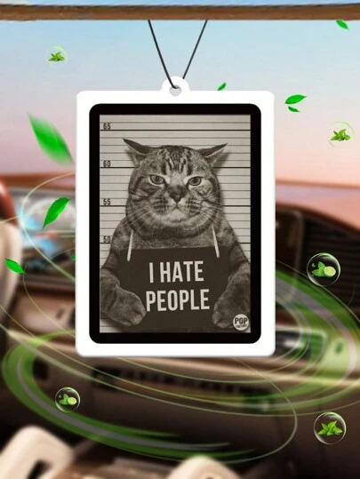 貓咪神情畫 - 我討厭人類反社會小貓入獄監獄邪惡小貓搞笑雷射筆可愛喵嗚毛球毛球模糊的毛皮寵物三花貓小貓石墨糖日本卡通動漫後視鏡芳香掛飾，氣流口，廁所芳香劑，客廳，臥室，家居裝飾