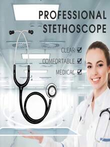 Portable Dual-Head Professional Stethoscope - Black - View 1