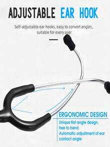 Portable Dual-Head Professional Stethoscope - Black - View 4