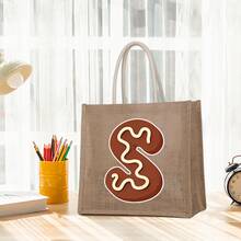 巧克力饼干储物袋、大容量礼品袋、女士休闲手提包、工作用手提包、上学通勤必备品、购物伴侣、多个口袋整理器、防水面料、时尚印花、舒适手柄、可折叠方便存放，适合秋季家居装饰 - 卡其色 - 查看 19