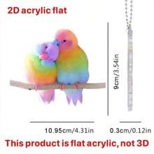 1 件彩色爱情鸟汽车吊坠，新款情人节爱情鸟汽车挂饰，亚克力钥匙扣和背包饰品装饰