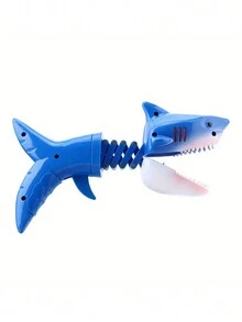 1pc Creative Shark Prank Prop - Retractable Spring Manoeuvring Clip Biting Hand, Pressing Dinosaur Will Bite Hand Shark Retractable Gun Head Swing Biting Hand Prop, For Adult Use Only - Blue - View 4