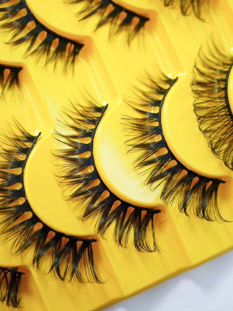 9 Pairs Full False Lashes Russian Strip D Curl Faux Mink Cat Eye Look Tail Elongated Strip