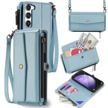 For Samsung Galaxy S24 Plus Wallet Case[RFID Blocking],Crossbody Case Wallet With Card Holder, Wrist Strap, Shoulder Strap,Soft PU Leather Flip Folio Case For Women Men,For S24 Plus For Halloween, Christmas, Birthday, New Year Gifts, Gifts For Friends - Baby Blue - View 2
