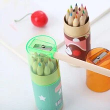 12pcs Color Pencils With Sharpener, Suitable For Drawing, Coloring, Gifts And Rewards, Lovely Stationery Back To School - Multicolor - View 3