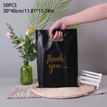 10/50/100 Chiếc Túi Thank You Túi Nhựa Cầm Tay Túi Quà Tặng Dập Nóng In Tiệc Sinh Nhật Mua Sắm Kẹo Bánh Quy Bao Bì Đồ Dùng Học Tập Túi Thực Phẩm Hộp Thực Phẩm Thích Hợp Cho Kẹo Bánh Quy Sô Cô La V. V. - Đen 100 chiếc - Xem 14