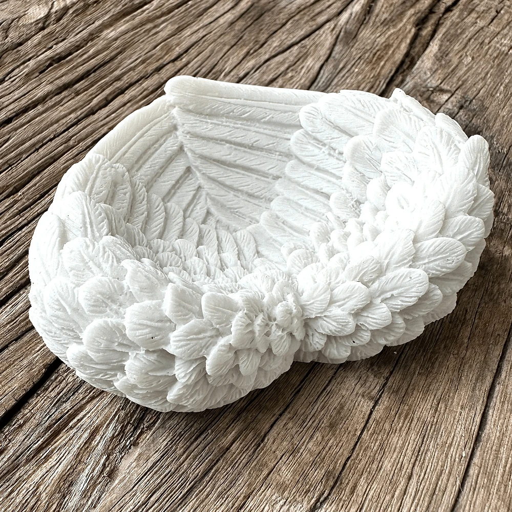 1 件装天使之翼白色羽毛树脂家居装饰支架带水晶球底座最佳礼物生日毕业 - 白色 - 查看 1