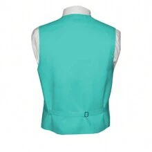 Sizes XS To 6XL Men's 3-Piece Tuxedo Vest Set – Satin Waistcoat With Bow Tie And Pocket Square For Wedding, Prom, Formal Events - Mint Blue - View 5