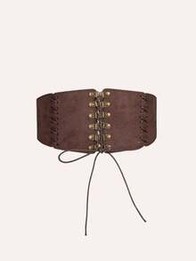 3PCS Clothing Accessories During The Medieval Renaissance Period  Retro Adjustable Strap Wrist Guard   Punk Leather Waist Cover   Suitable For Stage Role-Playing Props - Brown - View 3