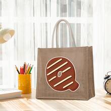 巧克力饼干储物袋、大容量礼品袋、女士休闲手提包、工作用手提包、上学通勤必备品、购物伴侣、多个口袋整理器、防水面料、时尚印花、舒适手柄、可折叠方便存放，适合秋季家居装饰 - 卡其色 - 查看 12