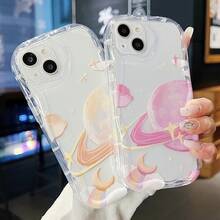 Ốp lưng điện thoại TPU chống rơi, chống vân tay hoàn toàn mới + Họa tiết hành tinh không gian Milky Way + Ốp lưng điện thoại đầy đủ, tương thích với Apple, Redmi, Oppo, Transsion - Hồng - Xem 5
