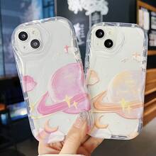 Ốp lưng điện thoại TPU chống rơi, chống vân tay hoàn toàn mới + Họa tiết hành tinh không gian Milky Way + Ốp lưng điện thoại đầy đủ, tương thích với Apple, Redmi, Oppo, Transsion - Hồng - Xem 4