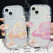 Ốp lưng điện thoại TPU chống rơi, chống vân tay hoàn toàn mới + Họa tiết hành tinh không gian Milky Way + Ốp lưng điện thoại đầy đủ, tương thích với Apple, Redmi, Oppo, Transsion - Hồng - Xem 6