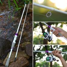 Sougayilang 2節旋轉釣竿和捲線器套裝1.8m / 5.9FT超輕型碳纖維釣竿和旋轉捲線器，線，誘餌，5.0：1齒輪比金屬捲筒，最大拉力為10kg，適用於淡水鱸魚鱒魚狼魚 - 紫色 - 查看 11
