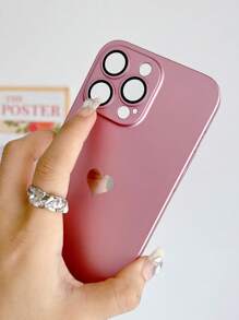 高品质 0.8 毫米超薄 PC 仿皮耐磨穿孔镜头膜电镀心形装饰 + 织物挂绳全新高级手机壳保护套适用于 17 系列 - 粉色 - 查看 3