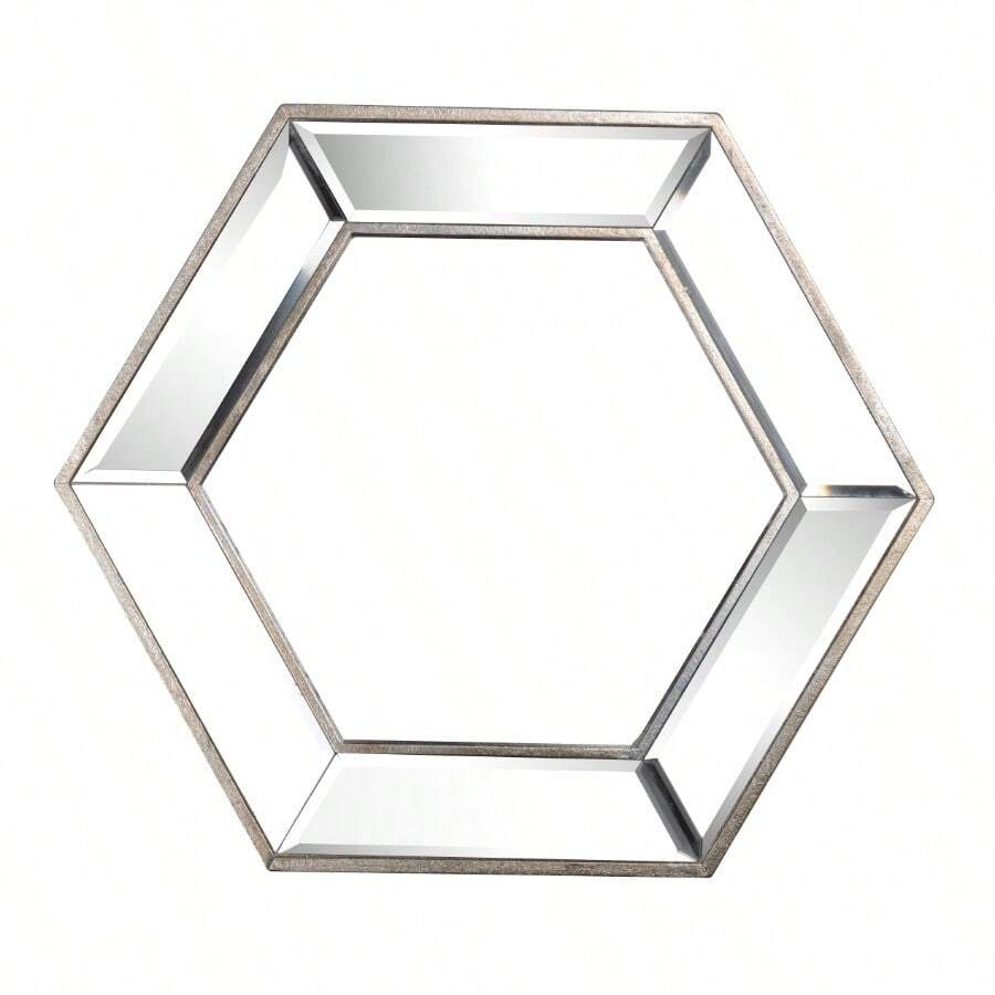 20" X 18" Hexagon Wall Mirror With Contemporary Glass Design, Home Dr Accent Mirror For Living Room, Entryway, Bedroom - As the Picture Shows - View 1