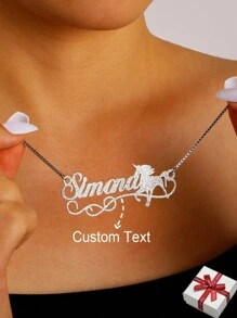Gepersonaliseerde mat glanzende letterketting met hartvormige palmboompatroonhanger, op maat gemaakte gezandstraalde naamketting voor mannen en vrouwen, roestvrijstalen gewone doosketting, bohemien stijl kraagketting voor zomerstrandsieraden, verjaardags- en vakantiecadeaus