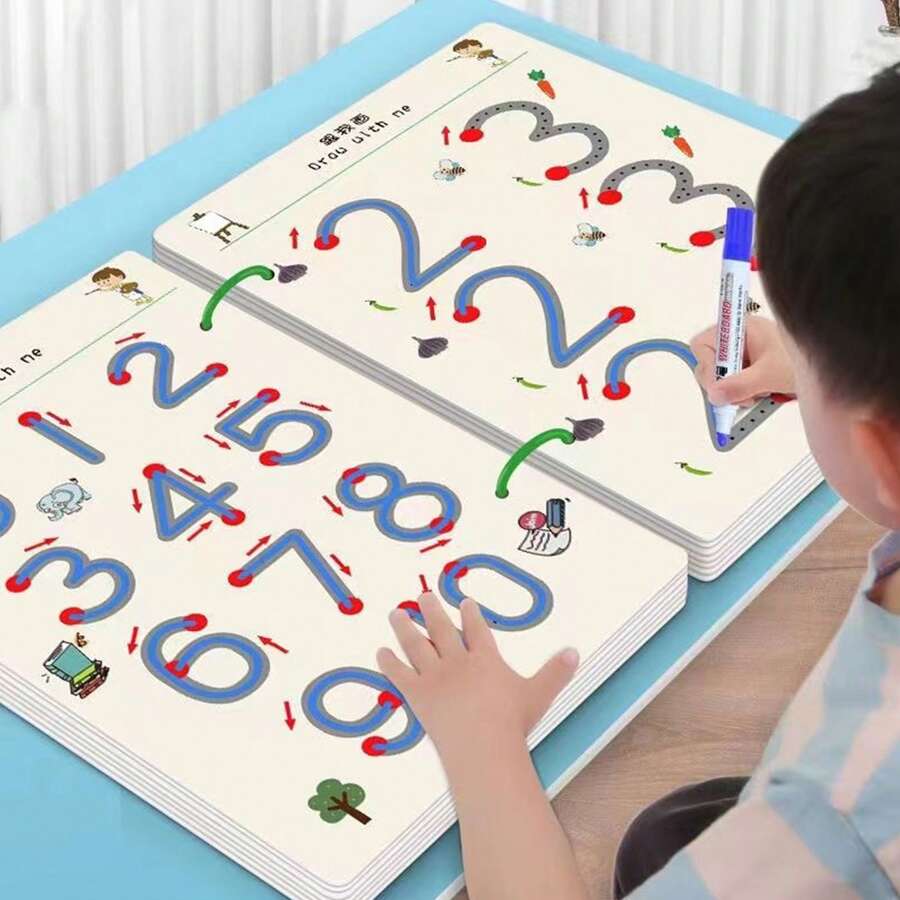Conjunto de cuadernos mágicos reutilizables Montessori para niños: Entrenamiento de control de bolígrafo y libro de ejercicios educativos de dibujo, con bolígrafo borrable y recambios, desarrollo de habilidades de escritura temprana, juguetes Montessori, juguetes para niños, útiles escolares