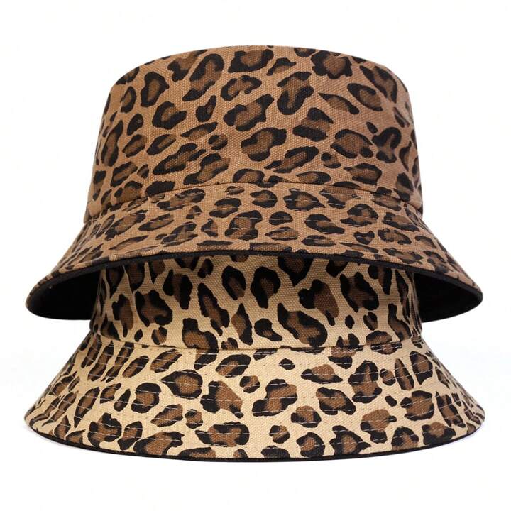 1pc Women's Leopard Print Bucket Hat, Fashionable Bucket Hat