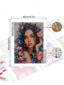 5D DIY Khảm Tranh Gắn Đá Bộ Người Phụ Nữ Xinh Đẹp Kim Cương Đeo Chữ Thập Bộ Khảm Trang Trí Tường Nhà - Màu Cam cháy - Xem 3