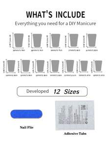 24 chiếc XXL Vịt Móng Tay Đen Pháp Edge Được Thiết Kế Cho Bé Gái/Nữ Mới Vịt Móng Tay Giả Móng Tay Với 1 miếng Keo Dán Và 1 Tập Tin Dải - Nhiều màu - Xem 6