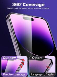 2pcs High Definition High Aluminum Precision Perforated Tempered Glass Screen Protector Compatible With IPhone X/XR/11/12/13/14/Pro/15/15 Pro Max/16/17/17 Pro/17 Pro Max - Two-pack - View 6