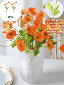 1支/2支人造罂粟花，长59厘米，每束4朵，简约现代风格，可弯曲且不褪色 - 适用于DIY花墙、场景装饰、客厅和卧室花瓶插花、婚礼、派对、家居装饰、桌面摆件、房间装饰、情人节、礼品 - 橘色 - 查看 12
