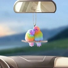 1 件彩色爱情鸟汽车吊坠，新款情人节爱情鸟汽车挂饰，亚克力钥匙扣和背包饰品装饰