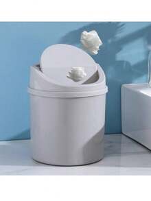 1pc Desktop Trash Can Household Mini Trash Can Creative Living Room Table With Lid Paper Basket - Multicolor - View 7