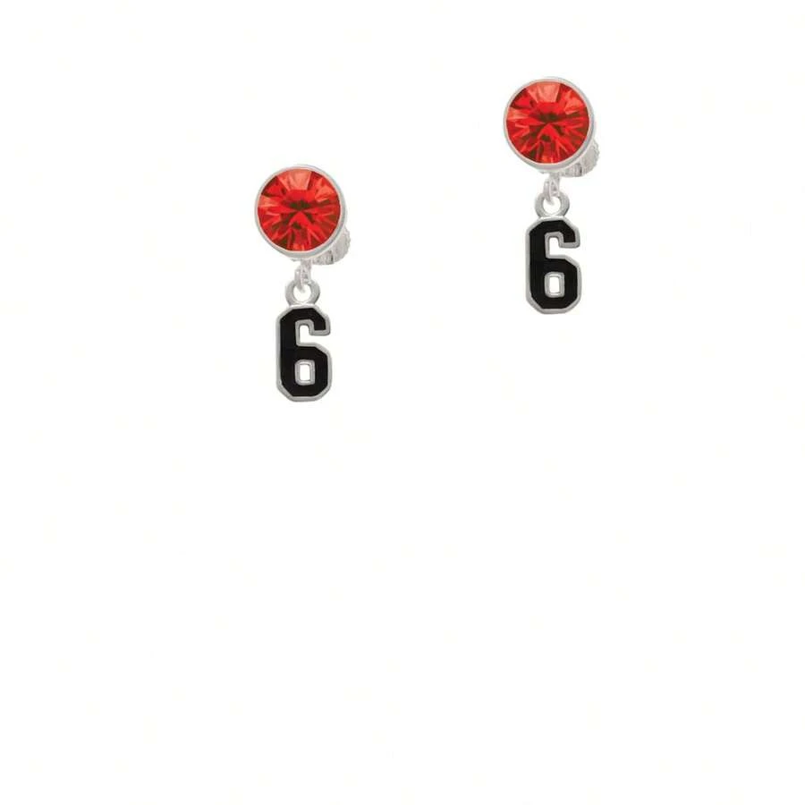 Delight Jewelry Black Number - 6 Crystal Clip On Earrings - tinh thể màu đỏ - Xem 1
