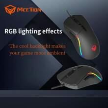 RGB 游戏鼠标、可编程宏鼠标、带侧键的有线鼠标 - 黑色 - 查看 2