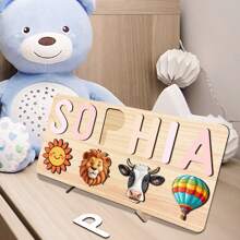 1pc Personalized Name Puzzle,Customized Wooden Puzzle,1st Birthday Gift For Toddlers,Montessori Toys For Kids,Early Education Toys For Boys,Cognitive Toys For Girls,Preschoolers Toys For 1,2,3,4,5,6 Years Old Children,Beatiful Color Suitable Girls,Customized 3D Alphabet Jigsaw Puzzle,Hand Grabbing Board,Personalized Wooden Toys(With Nothing) - Don't Bring Anything - View 8
